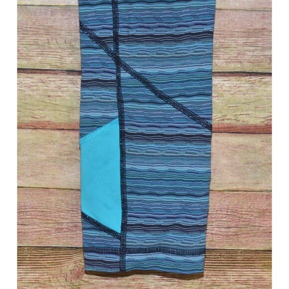Lululemon Pace Rival Blue Space Dye Pull On Workout Athletic Crop Legging Size 6 - Picture 5 of 10